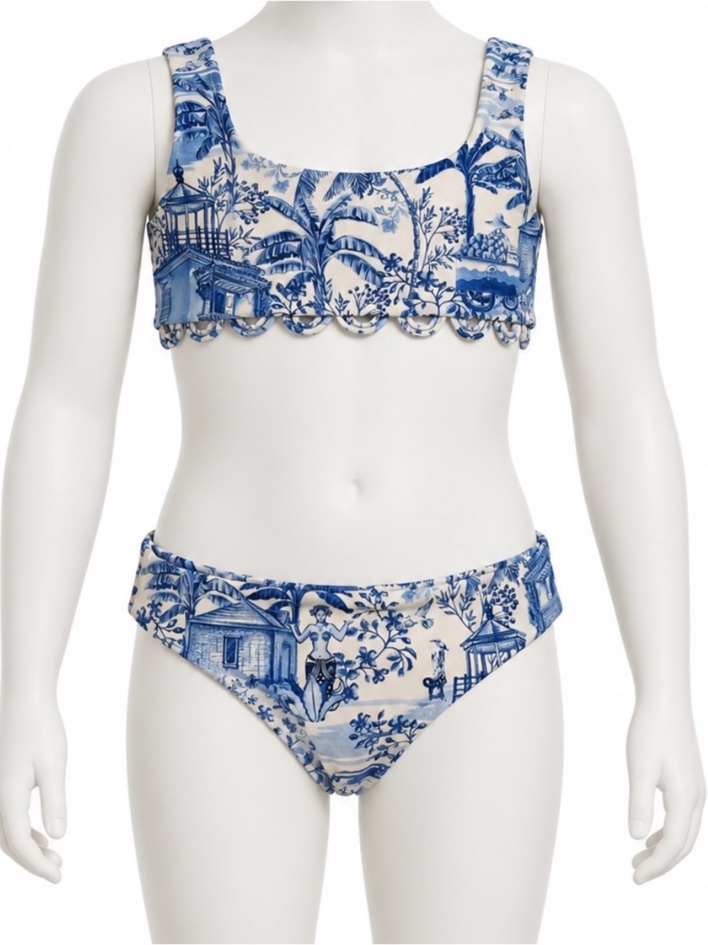 Agua Bendita Dolce Tales Girls Size 6 Blue Toile Two Piece Bikini Swimsuit